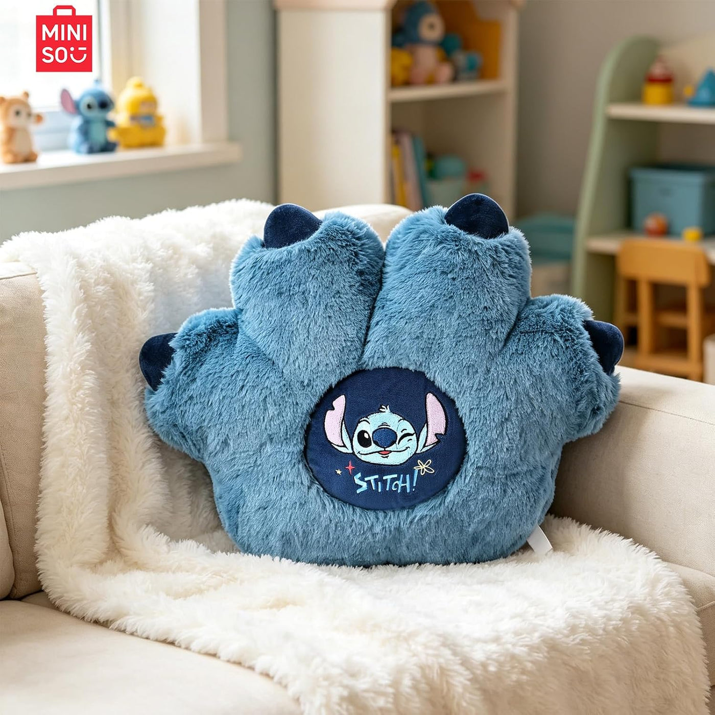 MINISO Almohada de felpa oficial de Disney Stitch Pat, cojín Lilo&a...