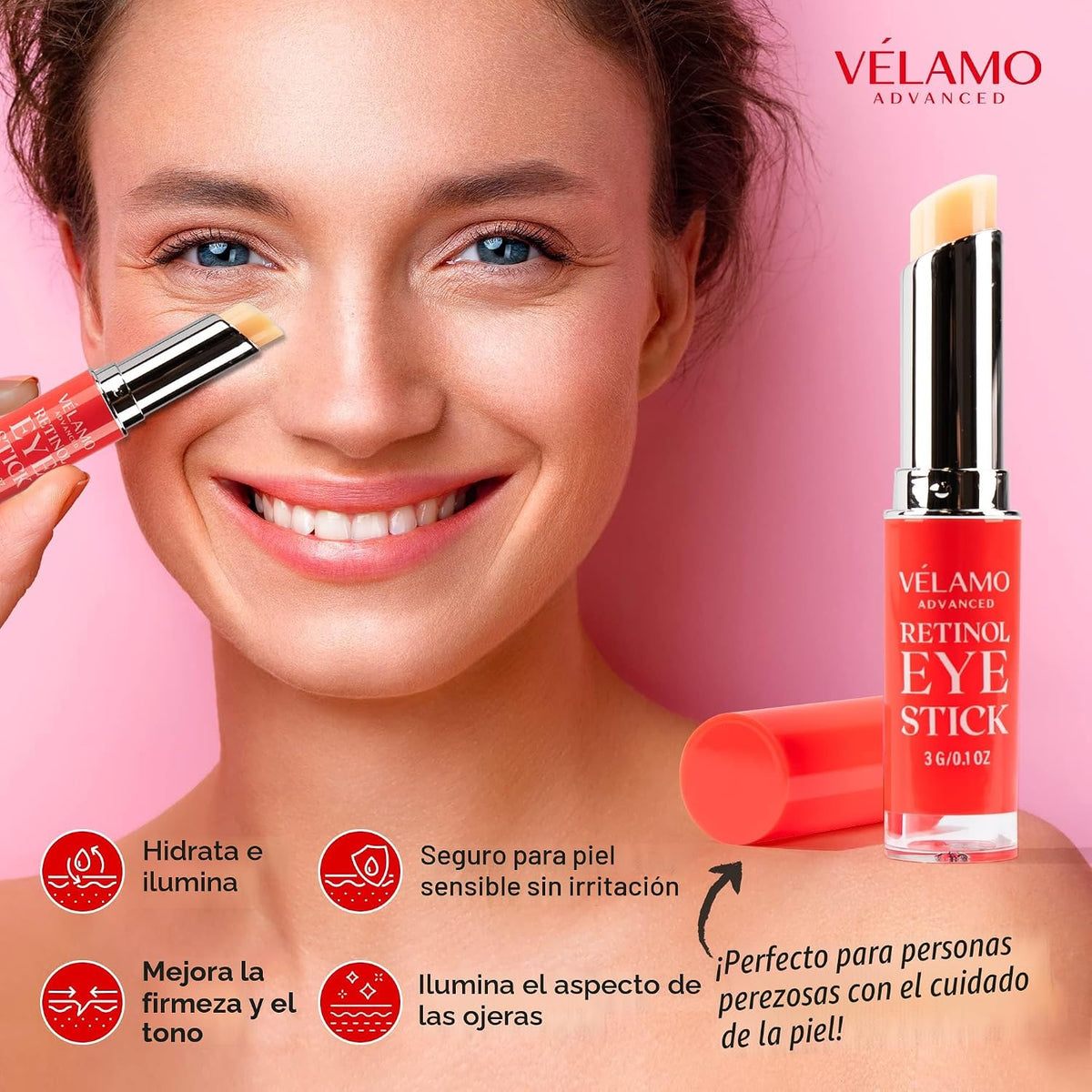 VELAMO ADVANCED Barra de ojos con retinol: bálsamo renovador y reaf...