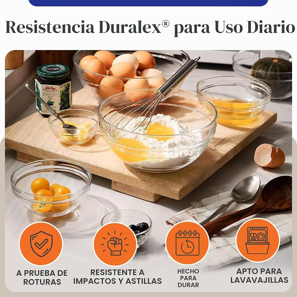 Duralex Le Gigogne Juego de Tazones de Vidrio para Mezclar \u2013 9...