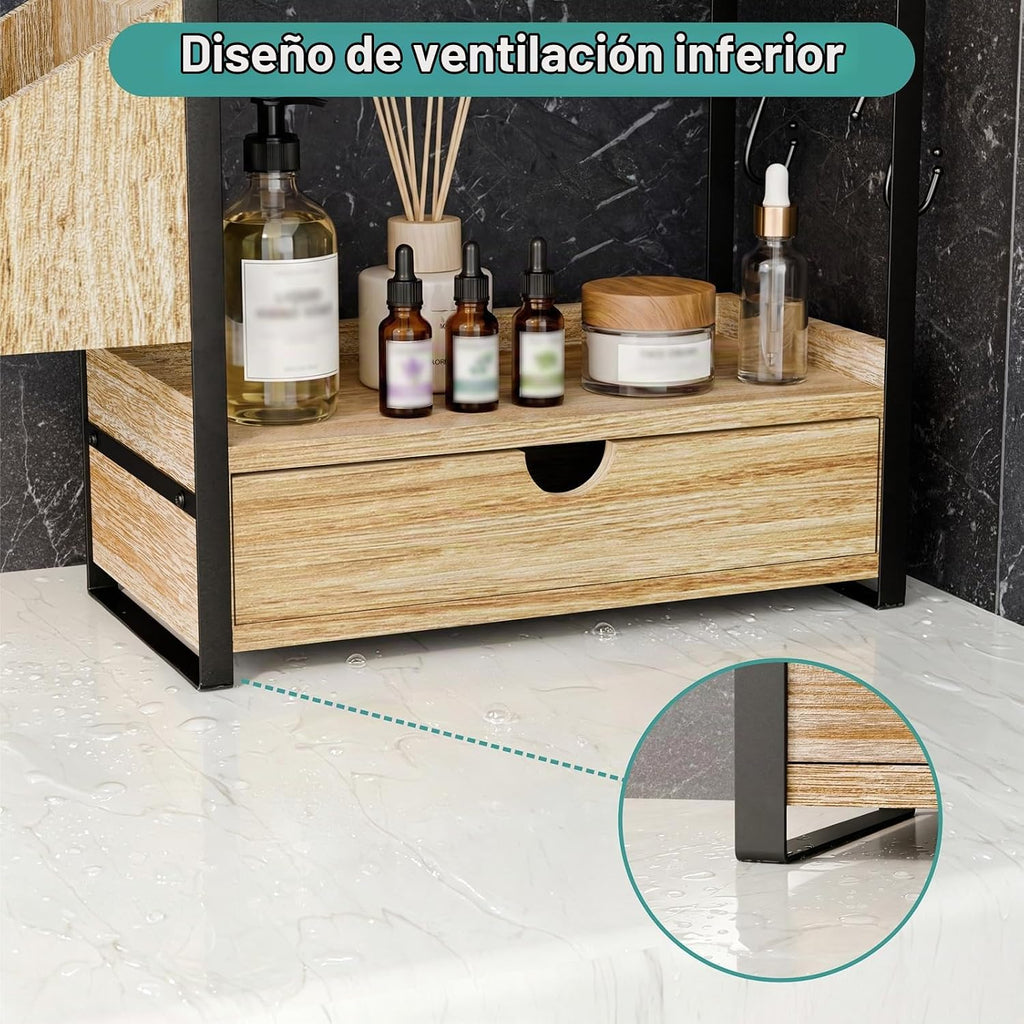Kottwca Organizador de encimera de baño con cajón, organizador de e...