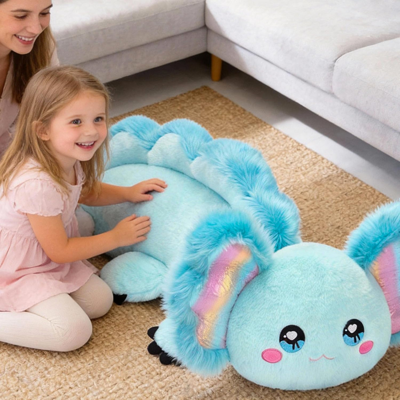 IKASA Juguete de peluche de axolotl azul gigante, juguetes blandos...