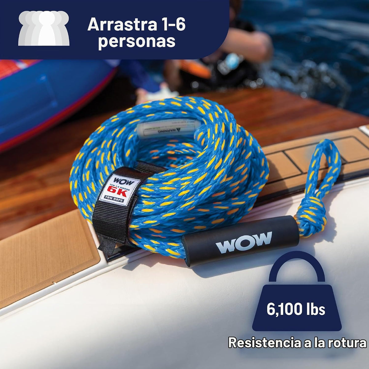 WOW Sports - Cuerda de remolque de 6 k y 60 pies con boya de espuma...
