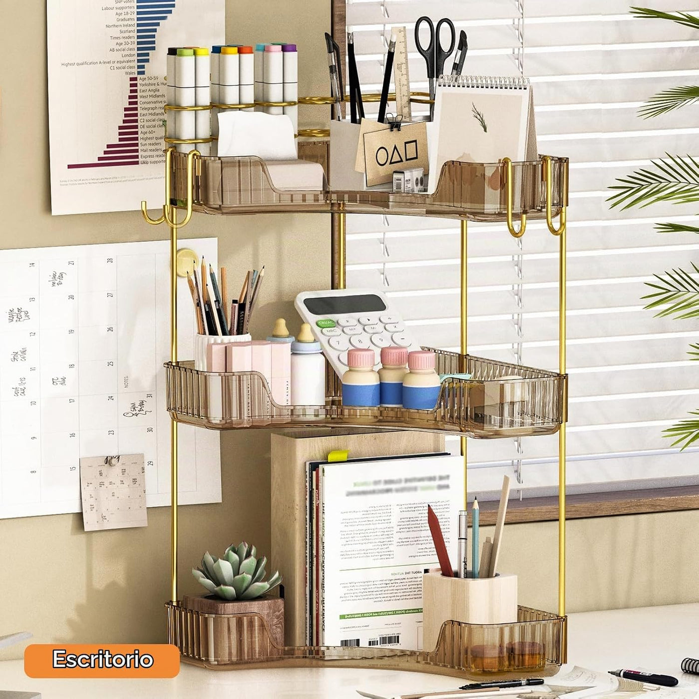 Greenby Organizador esquinero de 3 niveles, estante de maquillaje y...