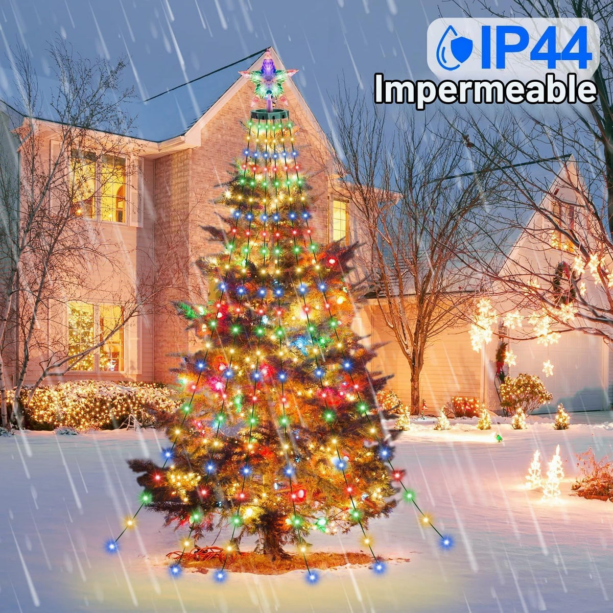 410 luces LED para árbol de Navidad con estrella superior, tira de...