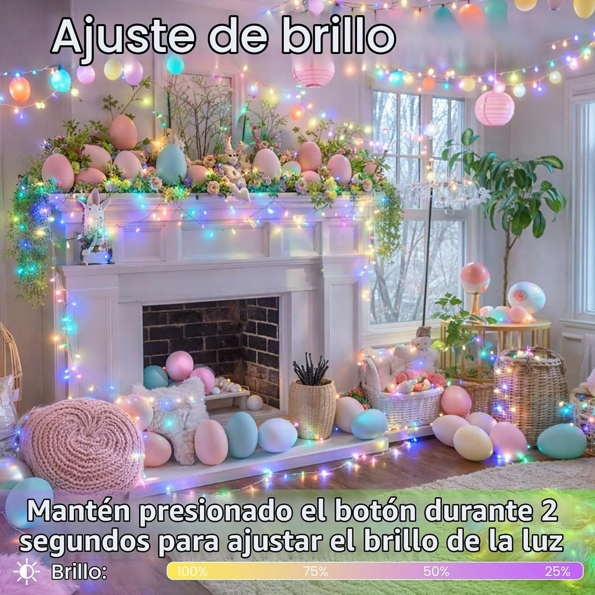 Guirnalda de 200 luces LED conectables, luces pastel de Pascua de 6...