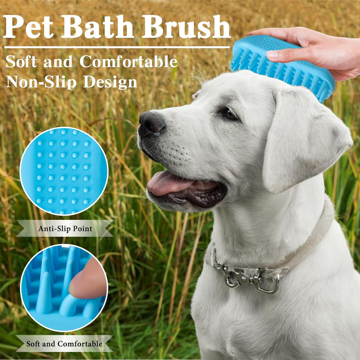 Juego de 2 cepillos de baño para perros | Mango ajustable, cepillo...