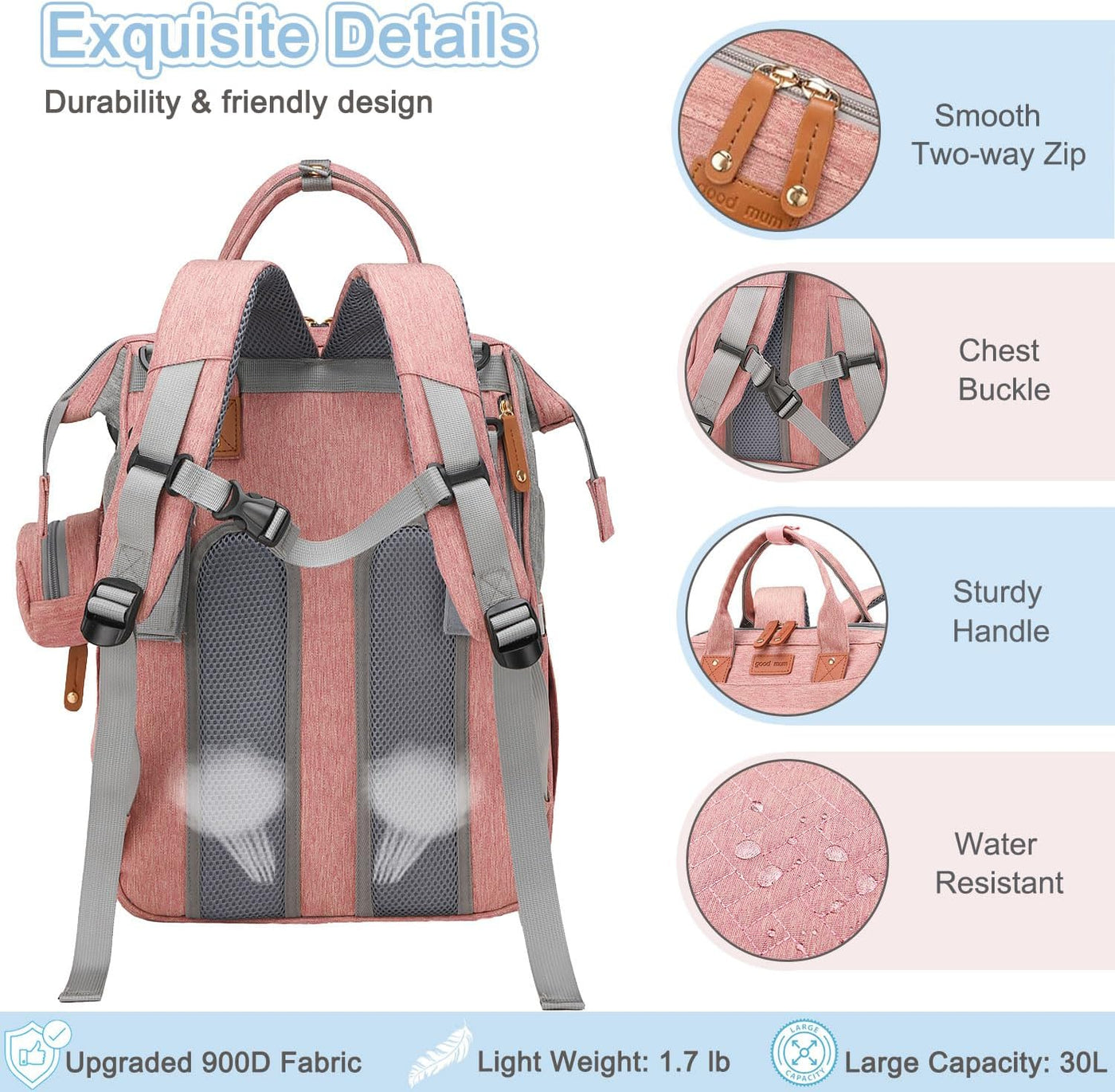 SHITIESHOU Mochila para pañales para mamá y papá, con cambiador, 19...