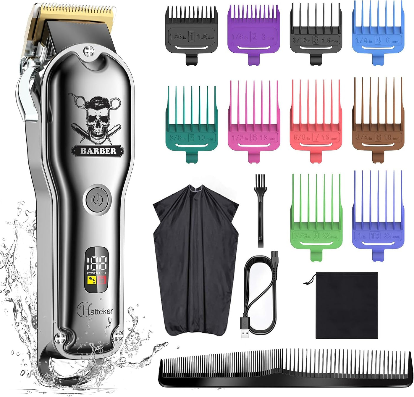 Hatteker Kit de corte de pelo profesional para hombres, cortadora d...