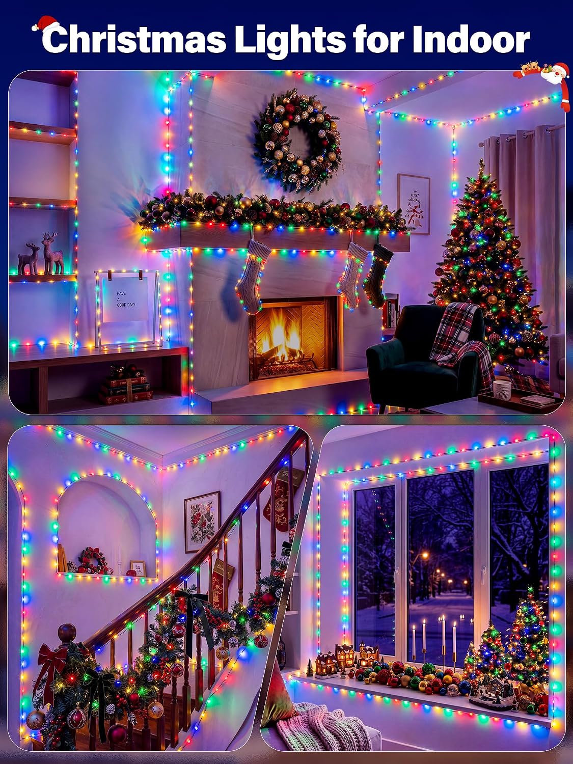 200 luces LED de Navidad de 66 pies IP67 impermeables, multicolor |...