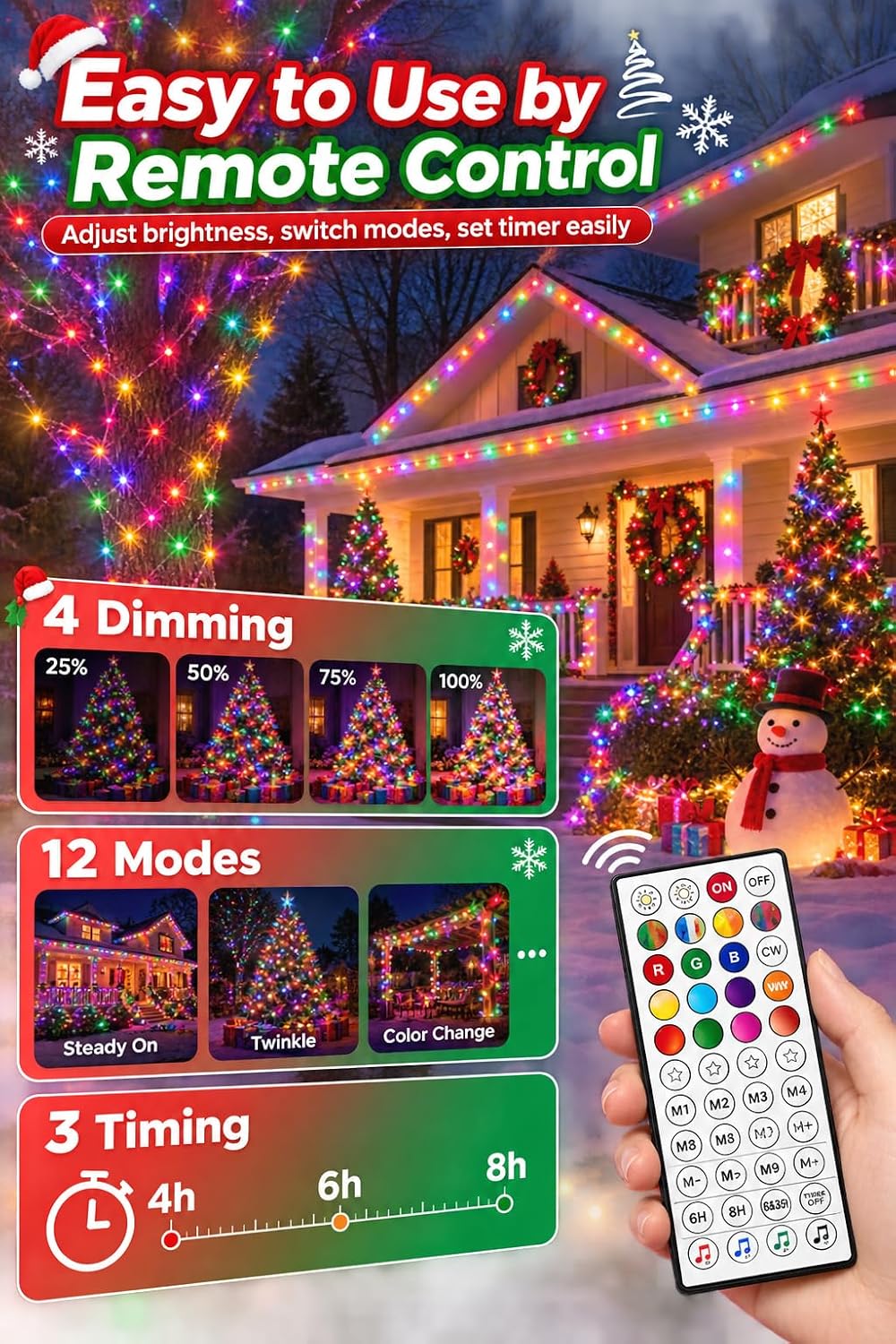 JMEXSUSS 200 luces LED RGB para exteriores, interiores, luces de Ha...