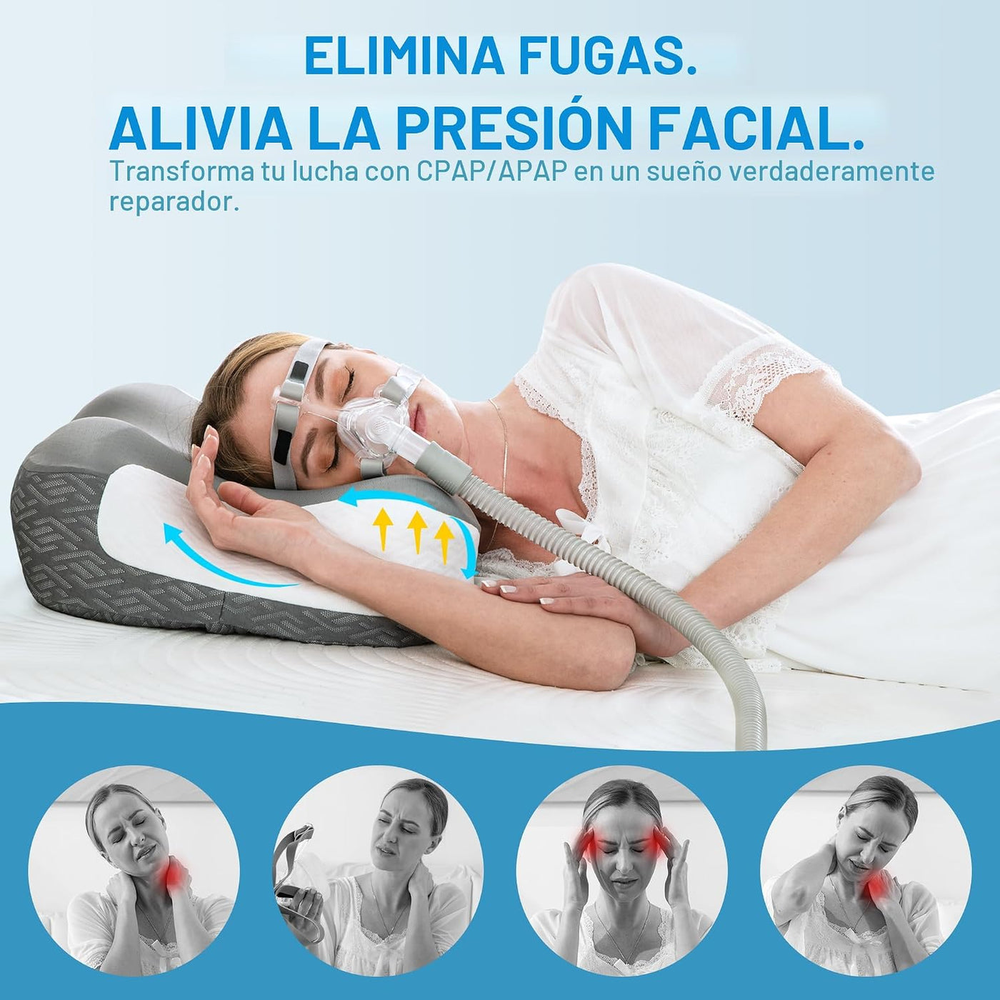 Elviros Almohada cervical para aliviar el dolor para dormir, paquet...