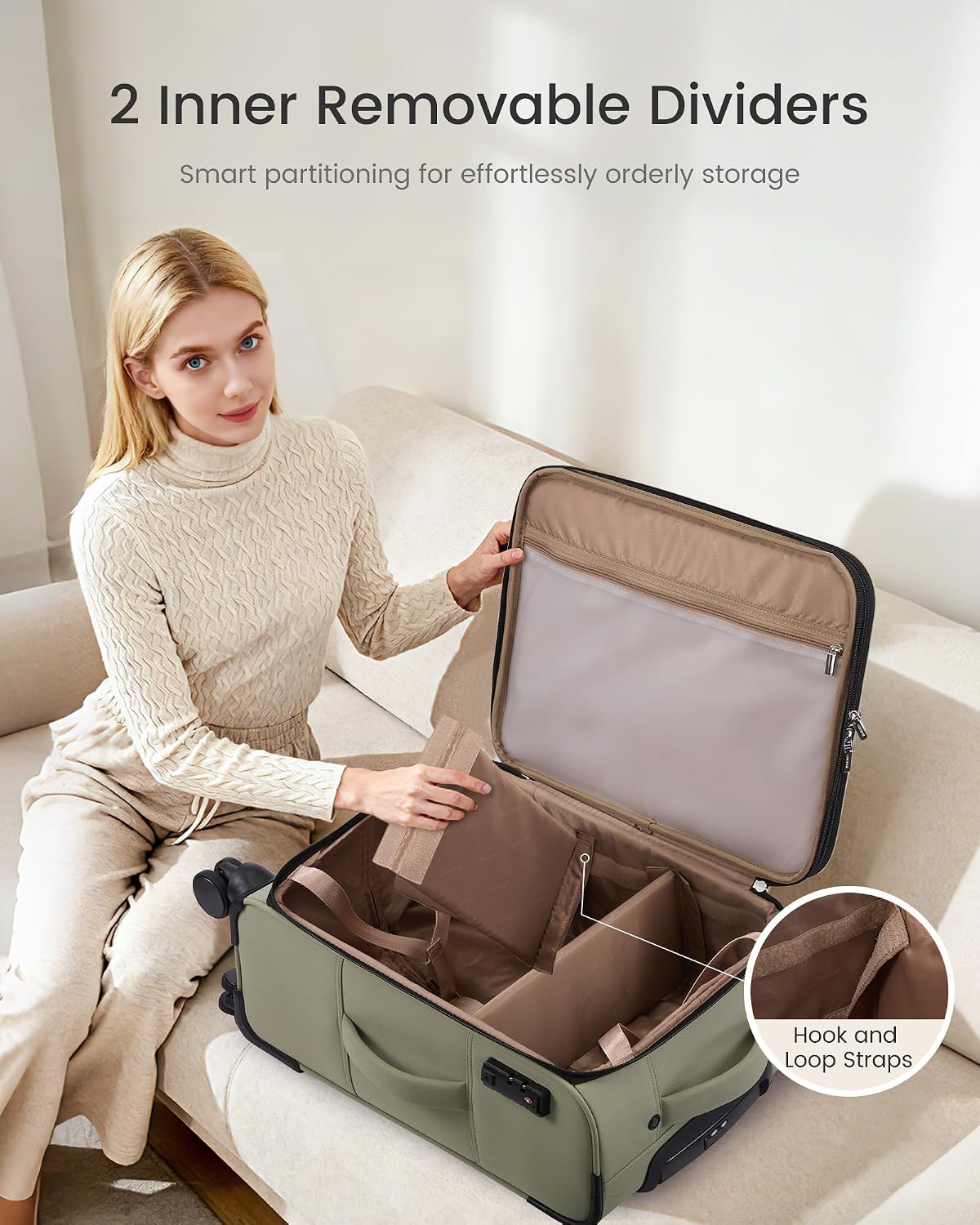 LOVEVOOK Maletas Softside con ruedas para viajes para mujeres y hom...