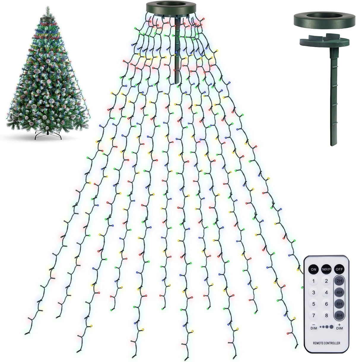TW SHINE Luces para árbol de Navidad, 448 luces LED para decoración...