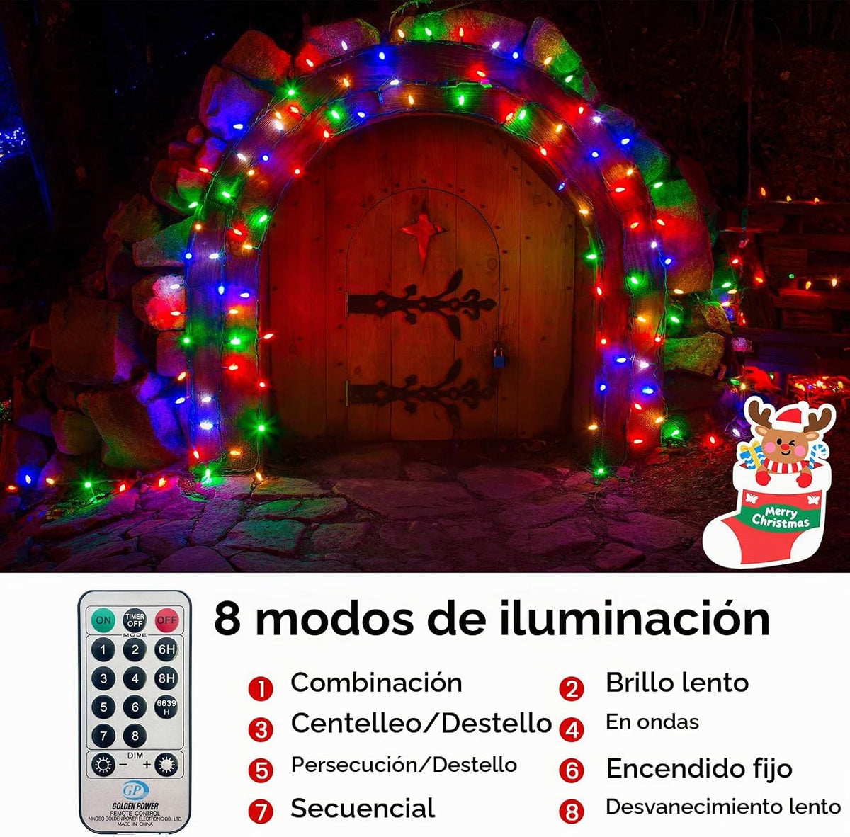BHCLIGHT Luces navideñas en racimo de 1000 LED de 50 pies con contr...