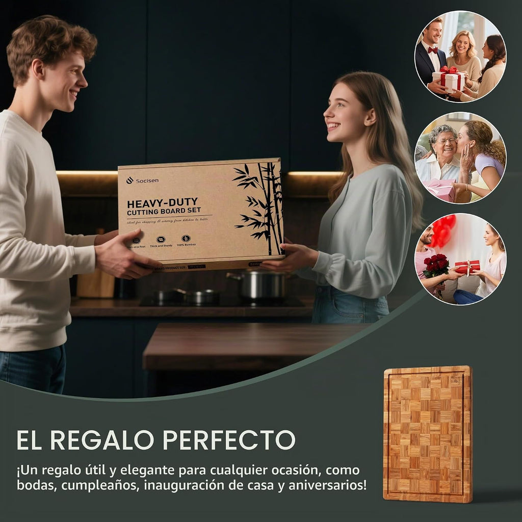 Tablas de cortar de bambú no tóxicas de madera para cocina antidesl...