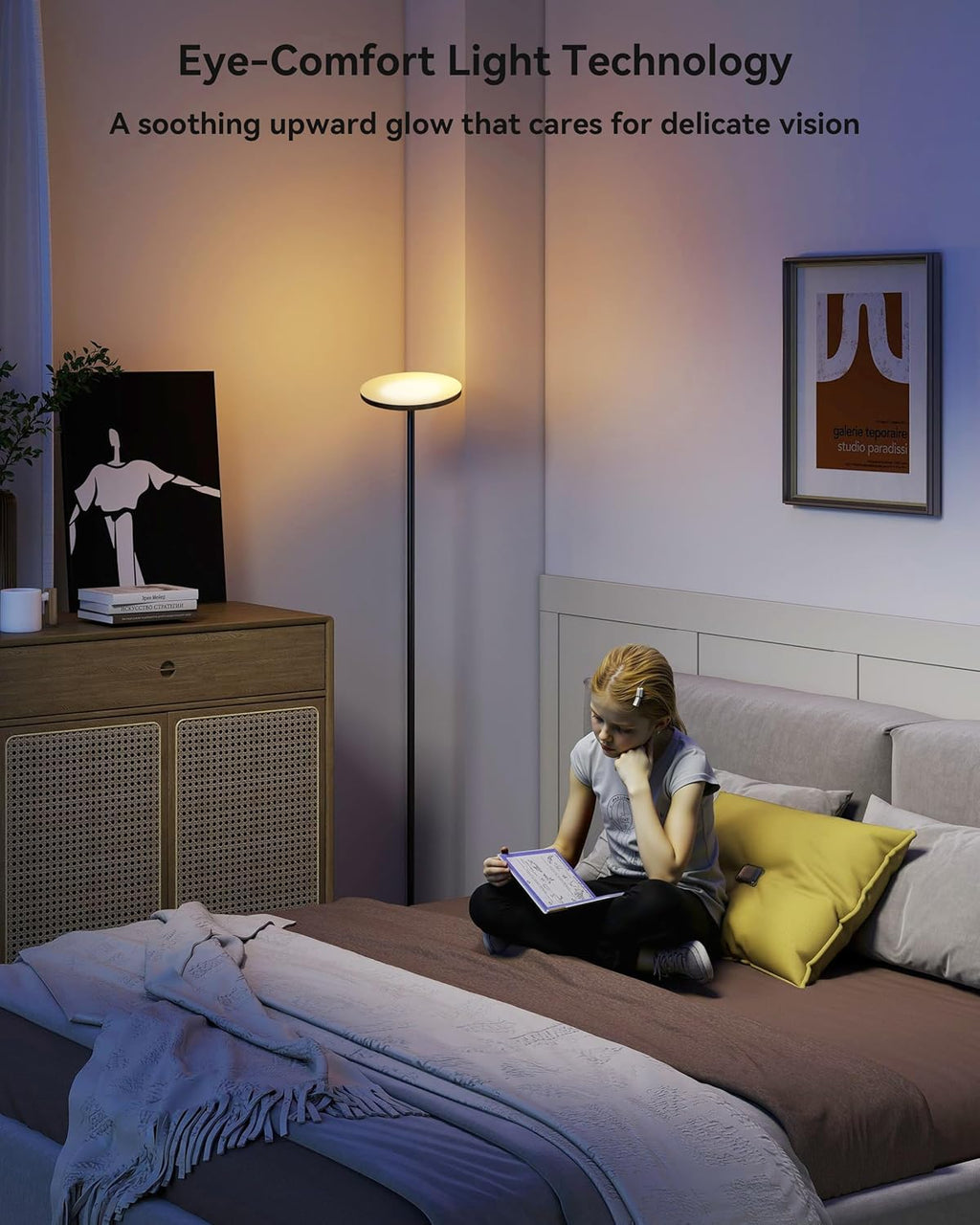 JOOFO Lámpara de pie LED Torchiere con control remoto, lámpara de p...