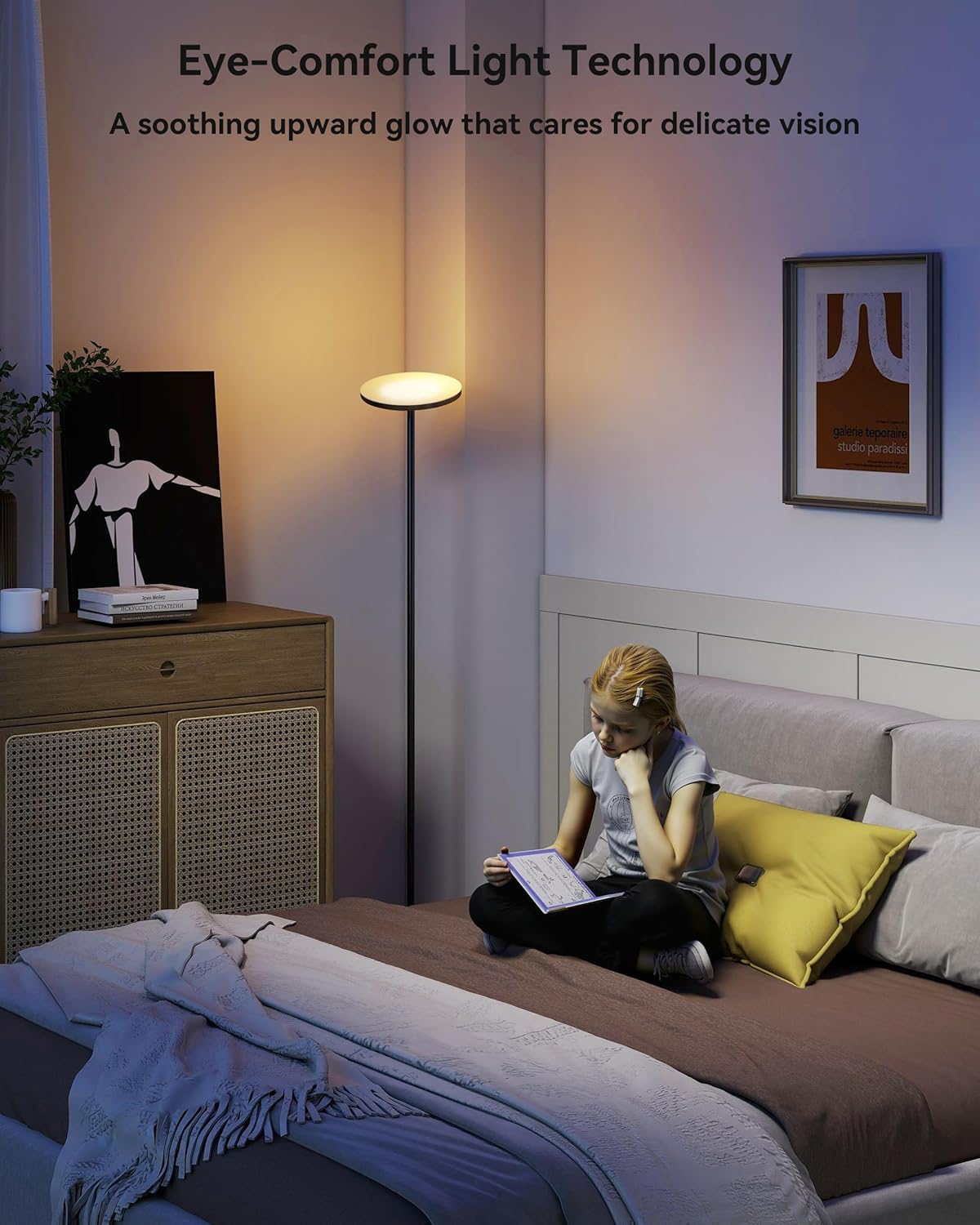 JOOFO Lámpara de pie LED Torchiere con control remoto, lámpara de p...