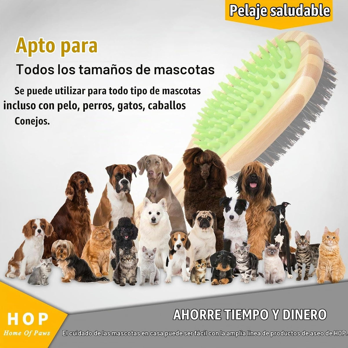 HOP Home of Paws Cepillo de pelo corto para desenredar y quitar abr...