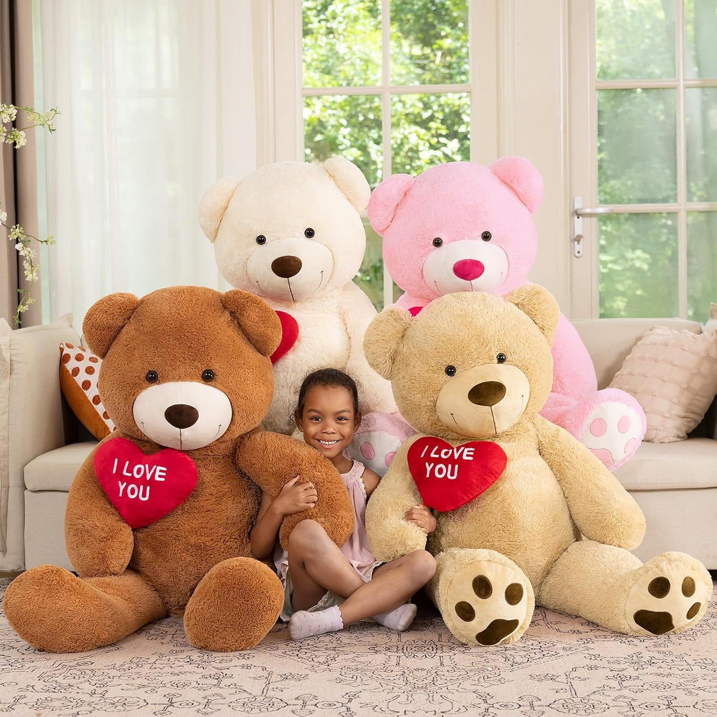 MaoGoLan - Oso de peluche grande de 132 cm, oso de peluche rosa gig...