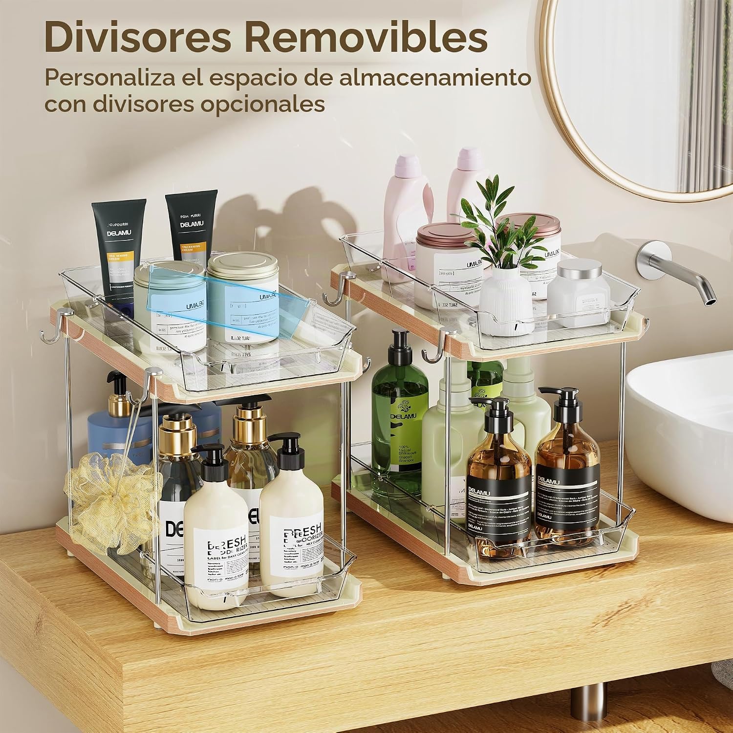 Delamu Organizadores de Baño de 2 Niveles Debajo del Fregadero y Al...