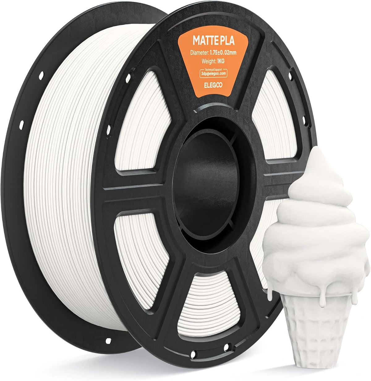 ELEGOO Filamento de impresora 3D PLA mate 0.07 in blanco 2.2 lbs |...