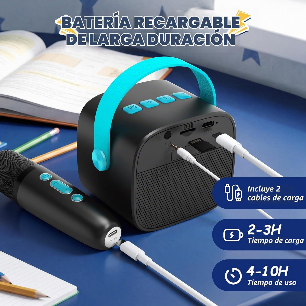 Máquina de Karaoke Mini YLL con 2 Micrófonos Inalámbricos, Mejores...