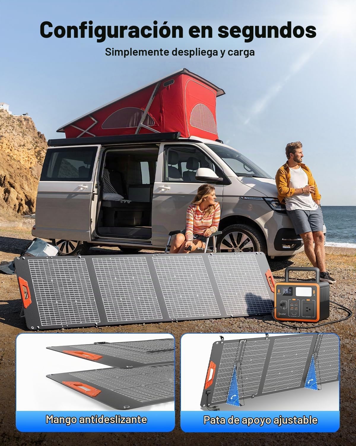 SOLUPUP Panel solar portátil de 200 W \u2013 24% de alta eficiencia...