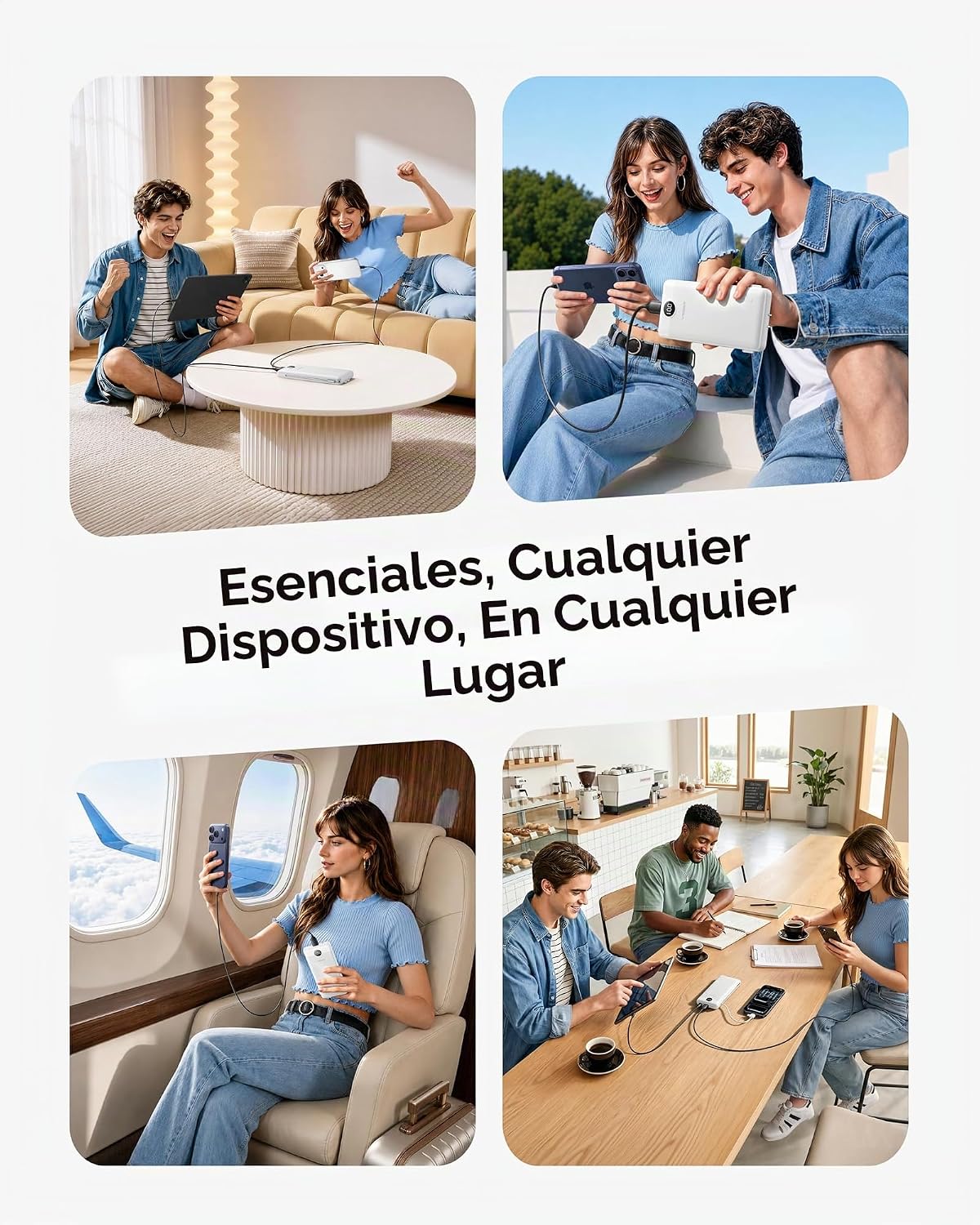 VEGER Cargador portátil para iPhone, Power Bank con cables integrad...