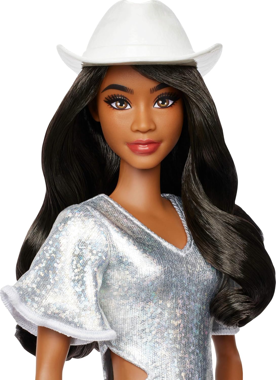 Muñeca Barbie Fashionistas #239 con cabello negro, atuendo con temá...