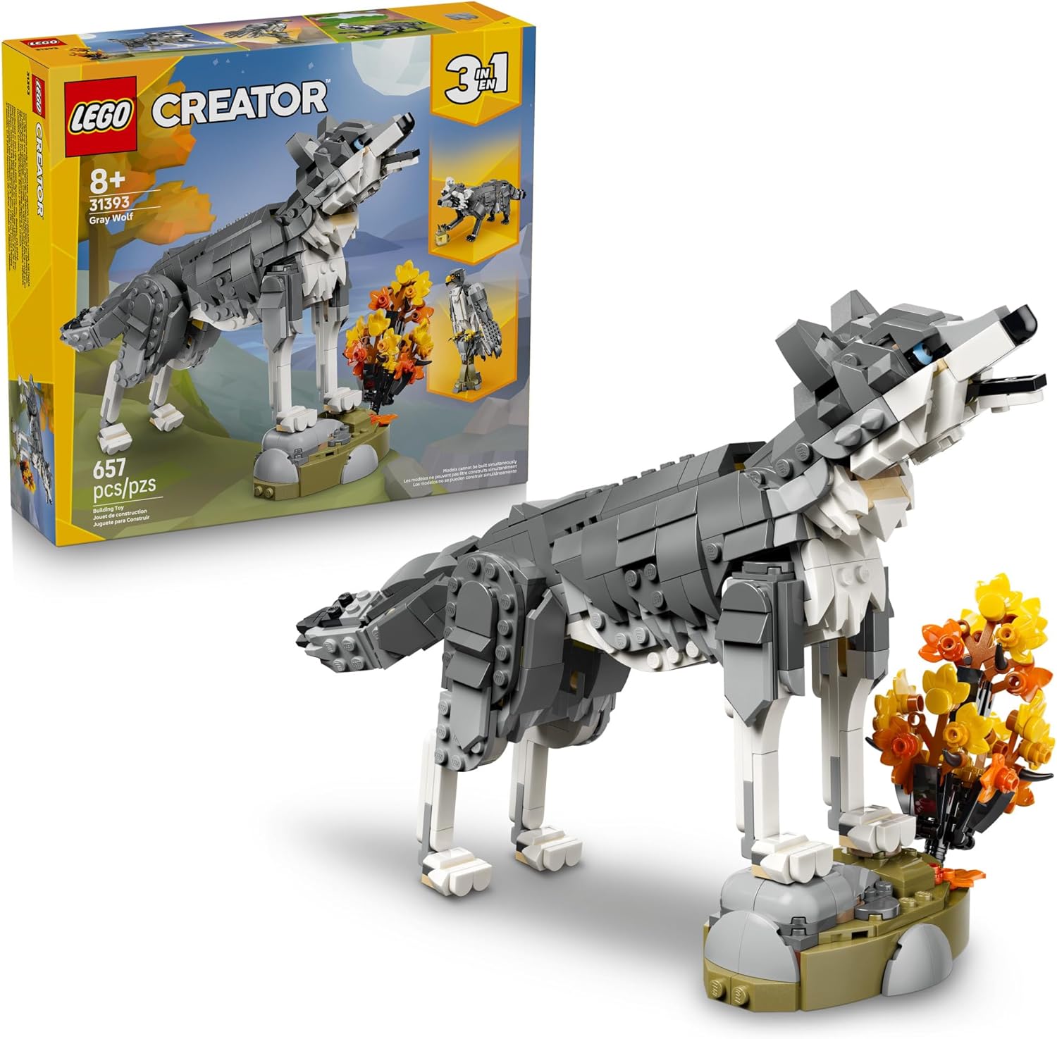 LEGO Creator 3 en 1 Forest Animals: Grey Wolf - Juguete de construc...