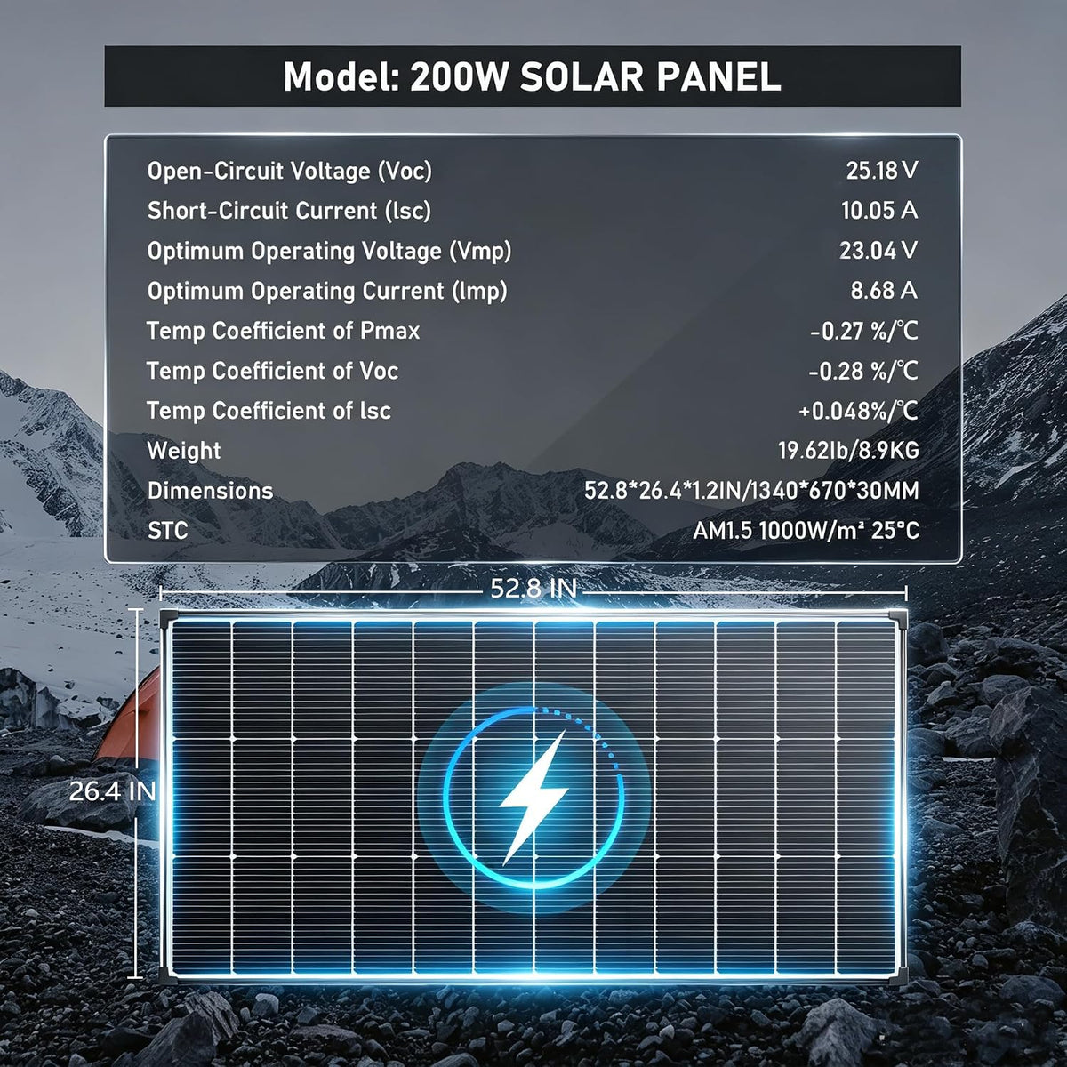 200W Bifacial Panel Solar 18BB N-Type 25,6% de alta eficiencia | Si...