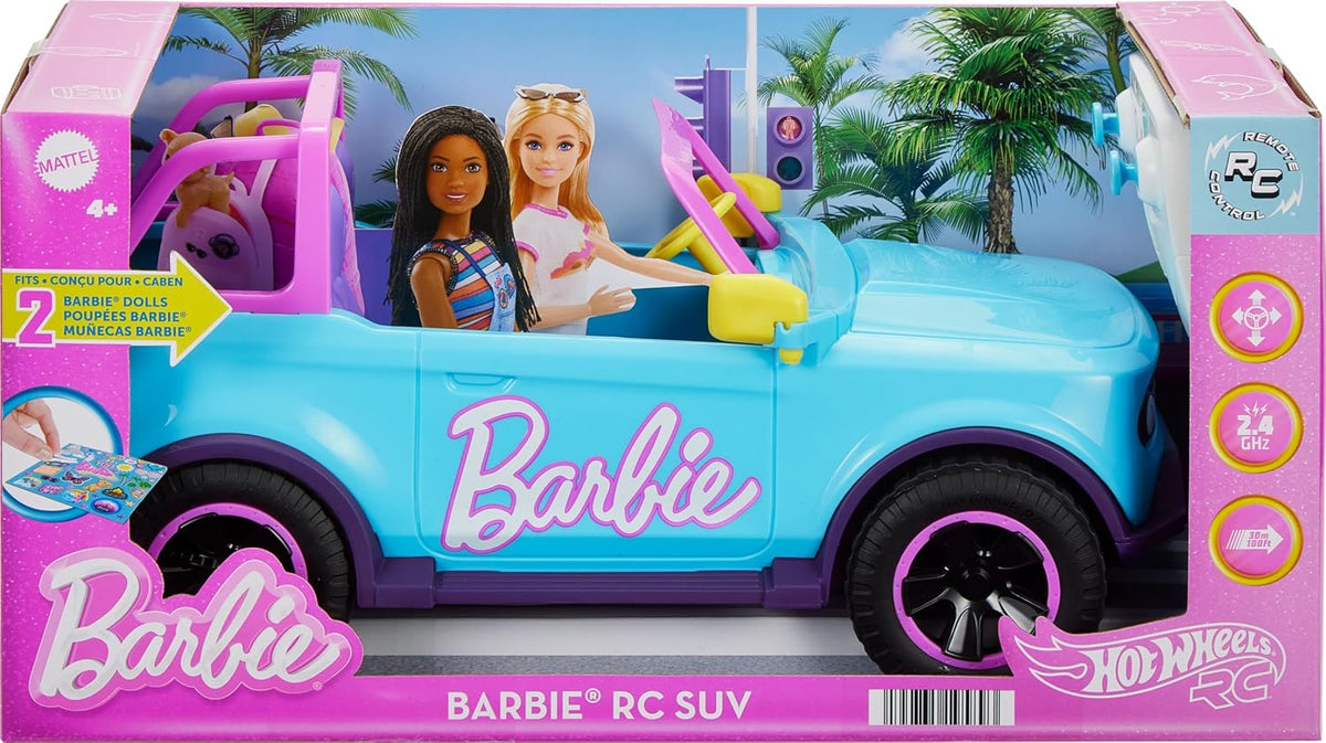 Hot Wheels Barbie RC SUV, vehículo rosa con control remoto | Se ada...