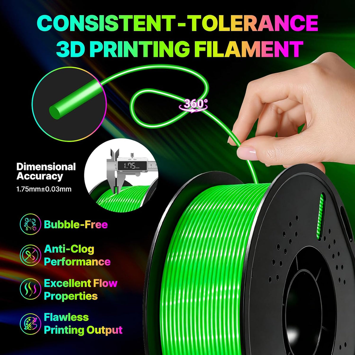 Colourbing Filamento de impresora 3D flexible de TPU 95A, suave y e...