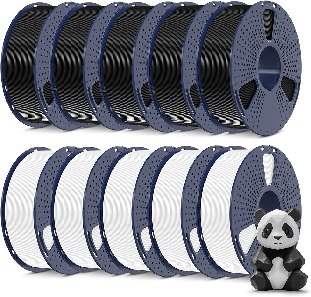 SUNLU Filamento PLA Plus de 0.07 in, paquete de 22 lbs, blanco y ne...