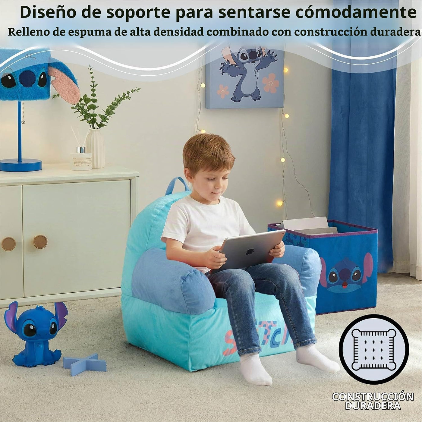 Disney Stitch - Sillón de sofá para niños, sillón de felpa suave pa...