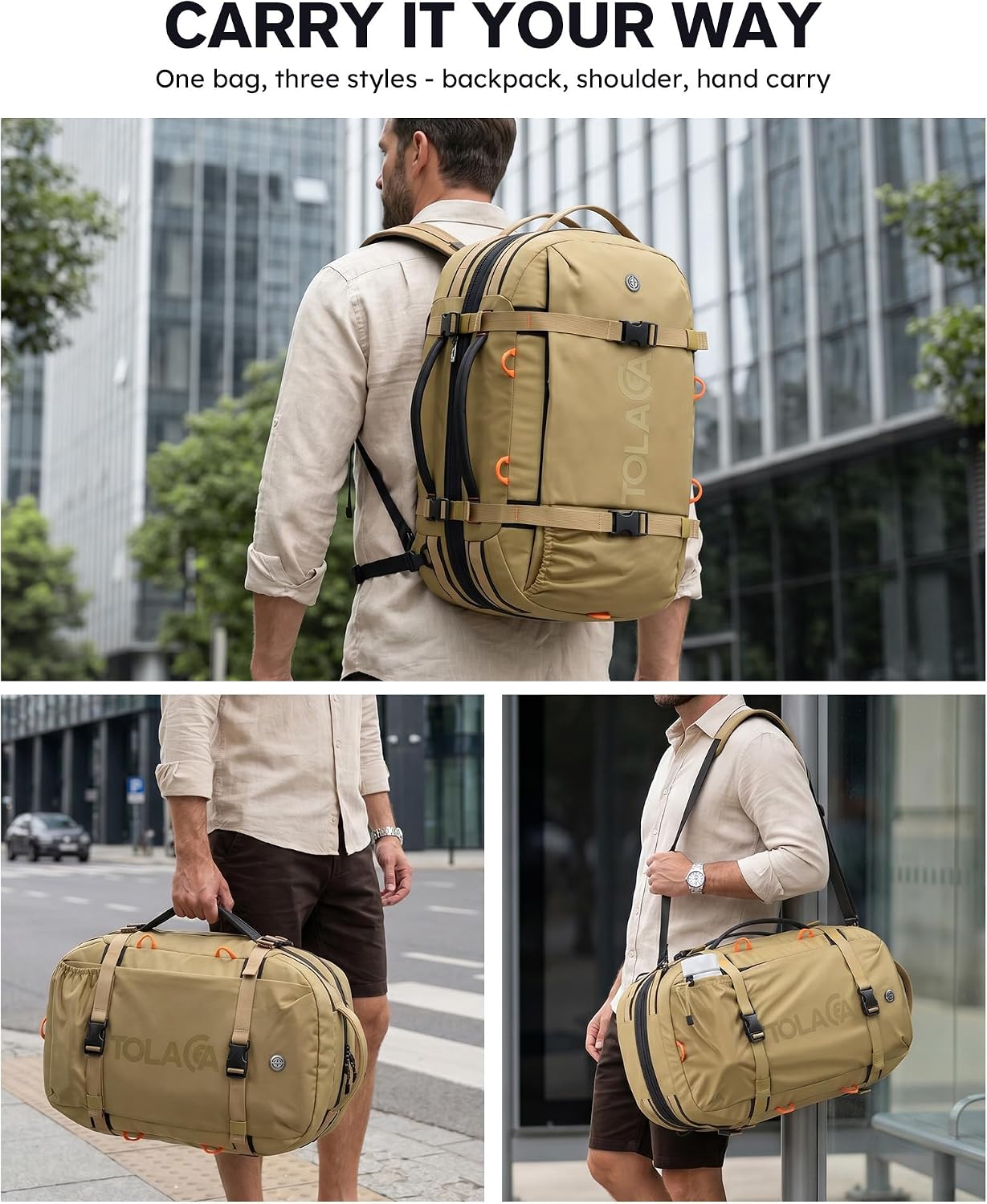 Tolaccea Mochila de viaje para laptop, mochila de mano para hombres...