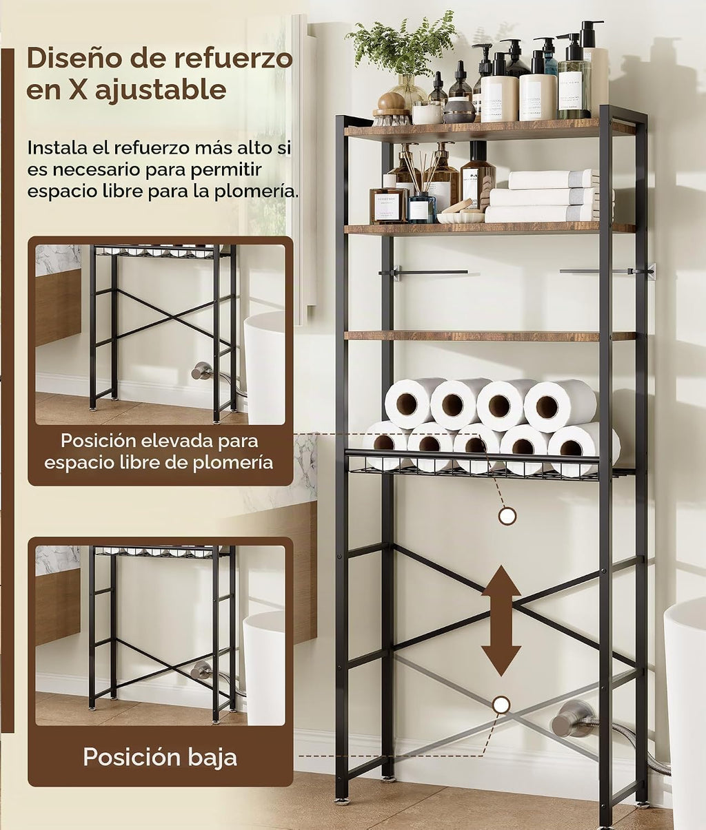 Estante de almacenamiento de 4 niveles sobre el inodoro con estante...