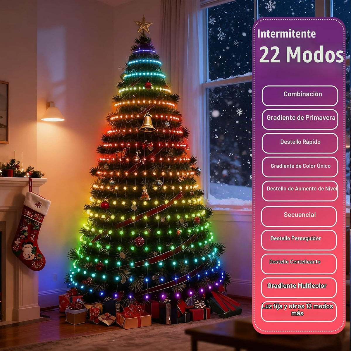 IC ICLOVER - 400 luces LED inteligentes para árbol de Navidad, con...
