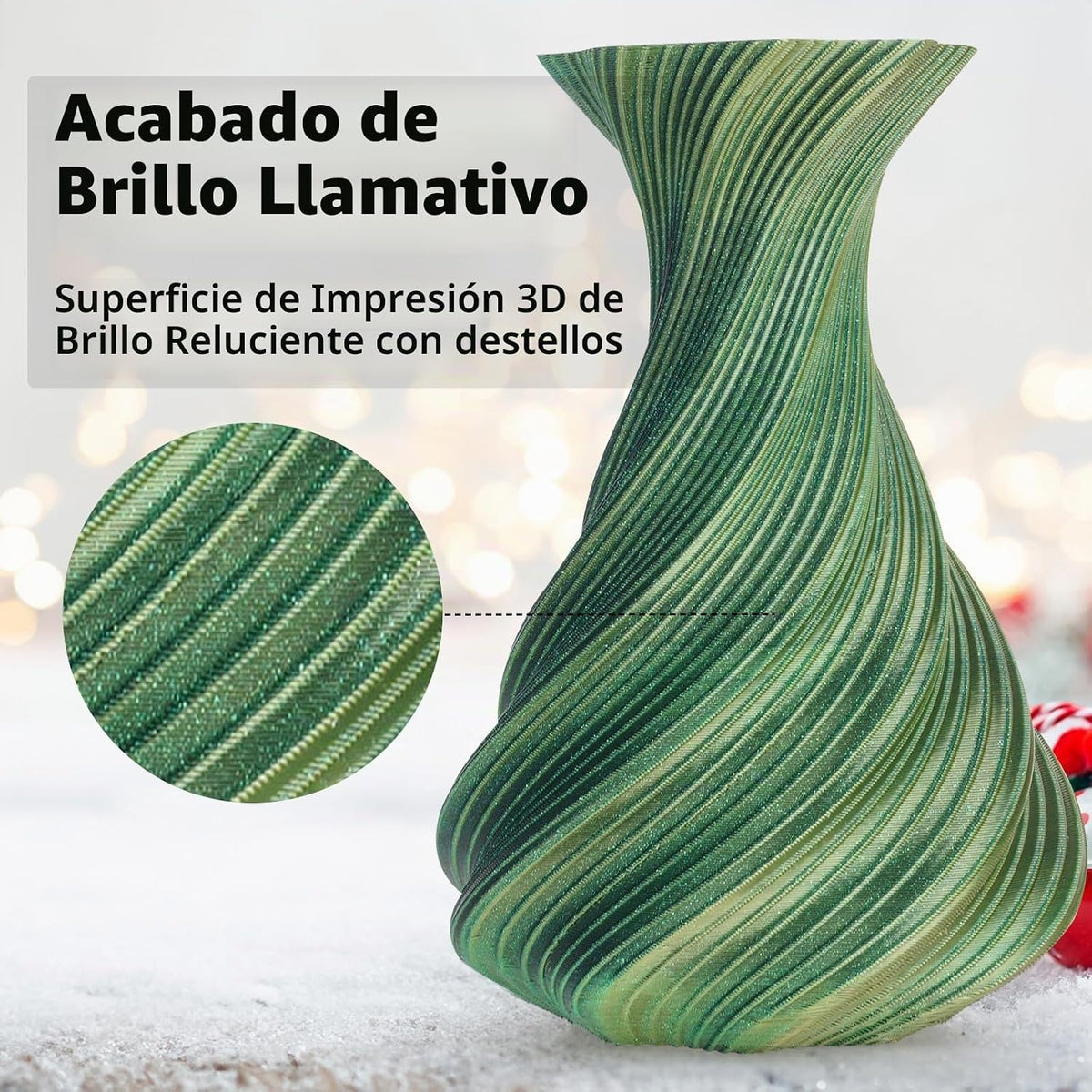 AMOLEN Filamento de impresora 3D Glitter PLA de 1.75 mm Filamento b...