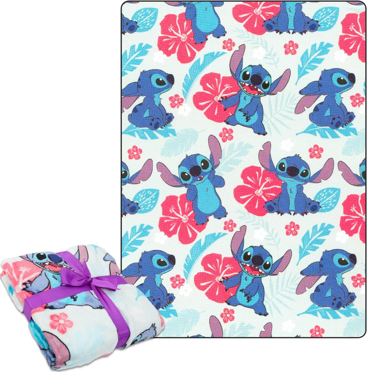 Disney Stitch - Juego de manta de forro polar, paquete con manta su...