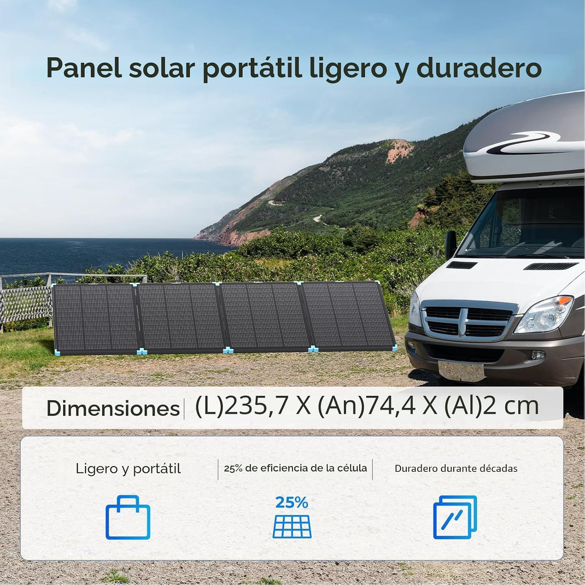 Panel solar portátil Renogy de 300 W, 25 % de alta eficiencia para...
