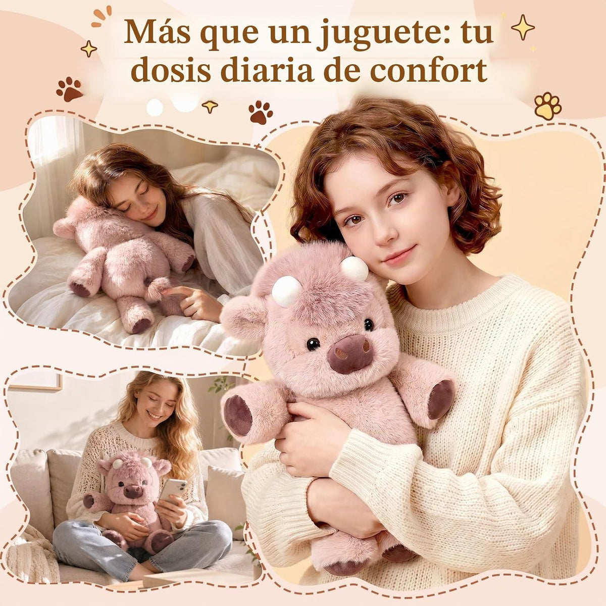 Peluches para correr, animal de peluche de vaca de las tierras alta...