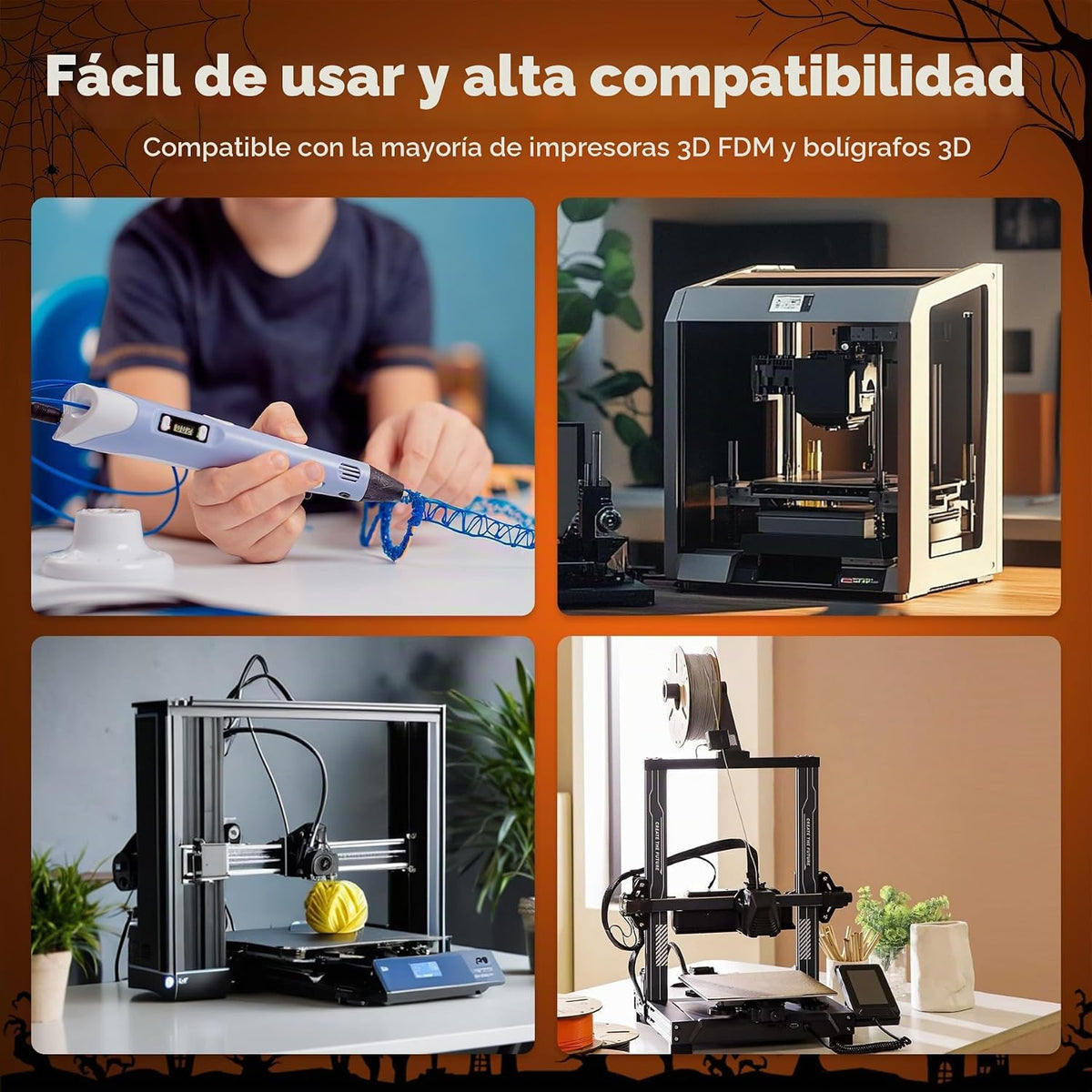 AMOLEN Paquete de filamento PLA de seda para impresora 3D de 4.4 lb...