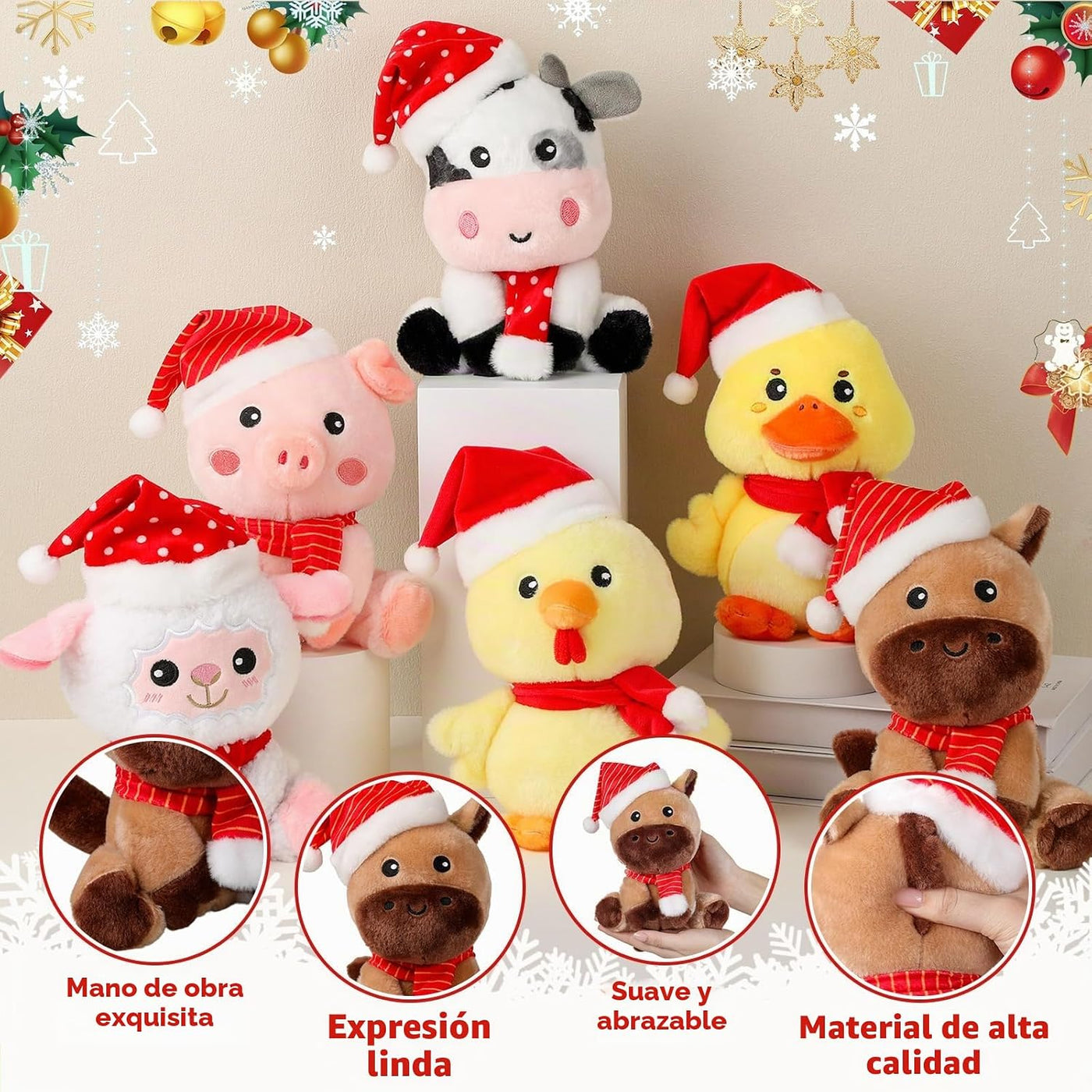 RoundFunny 6 animales de granja grandes de 7 pulgadas a granel con...