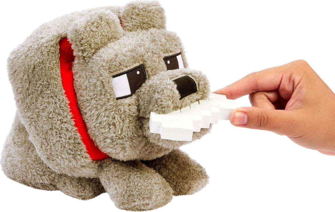 Mattel Minecraft Dennis el lobo de peluche con acción de alimentaci...
