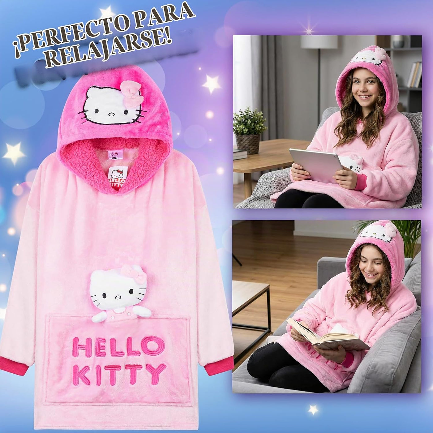 Hello Kitty (Sanrio) Bata de Capucha para Niñas y Adolescentes, Man...