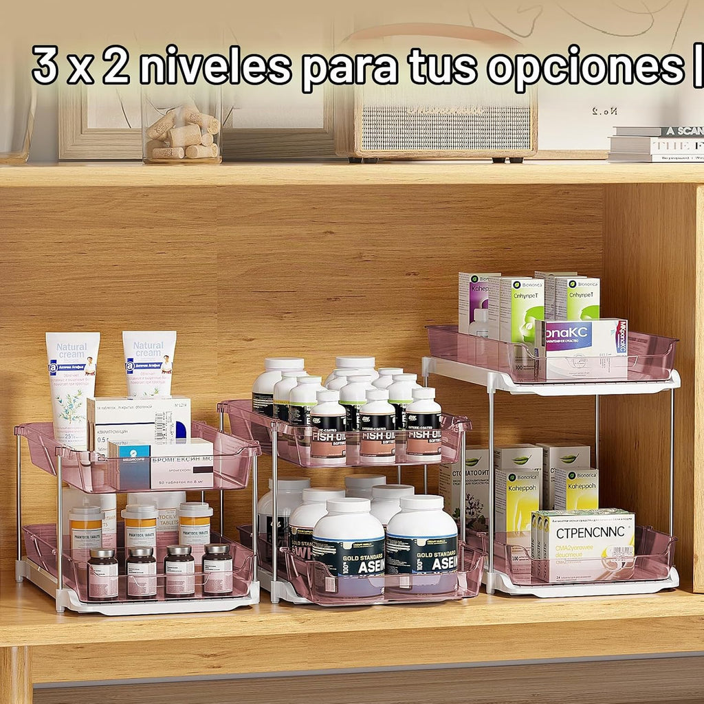 Delamu Paquete de 2 organizadores y almacenamiento de 3 niveles par...