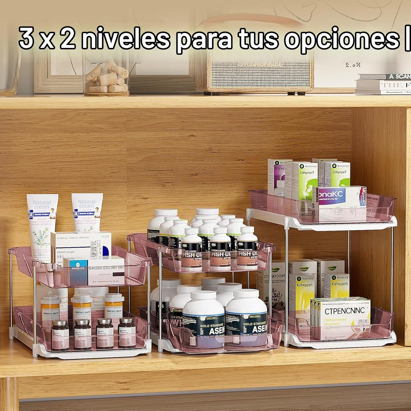 Delamu Paquete de 2 organizadores y almacenamiento de 3 niveles par...