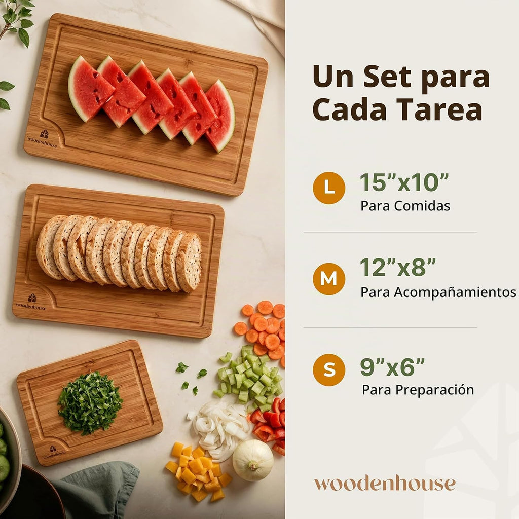 Juego de tablas de cortar de madera de 3 piezas \u2013 Tabla de cor...