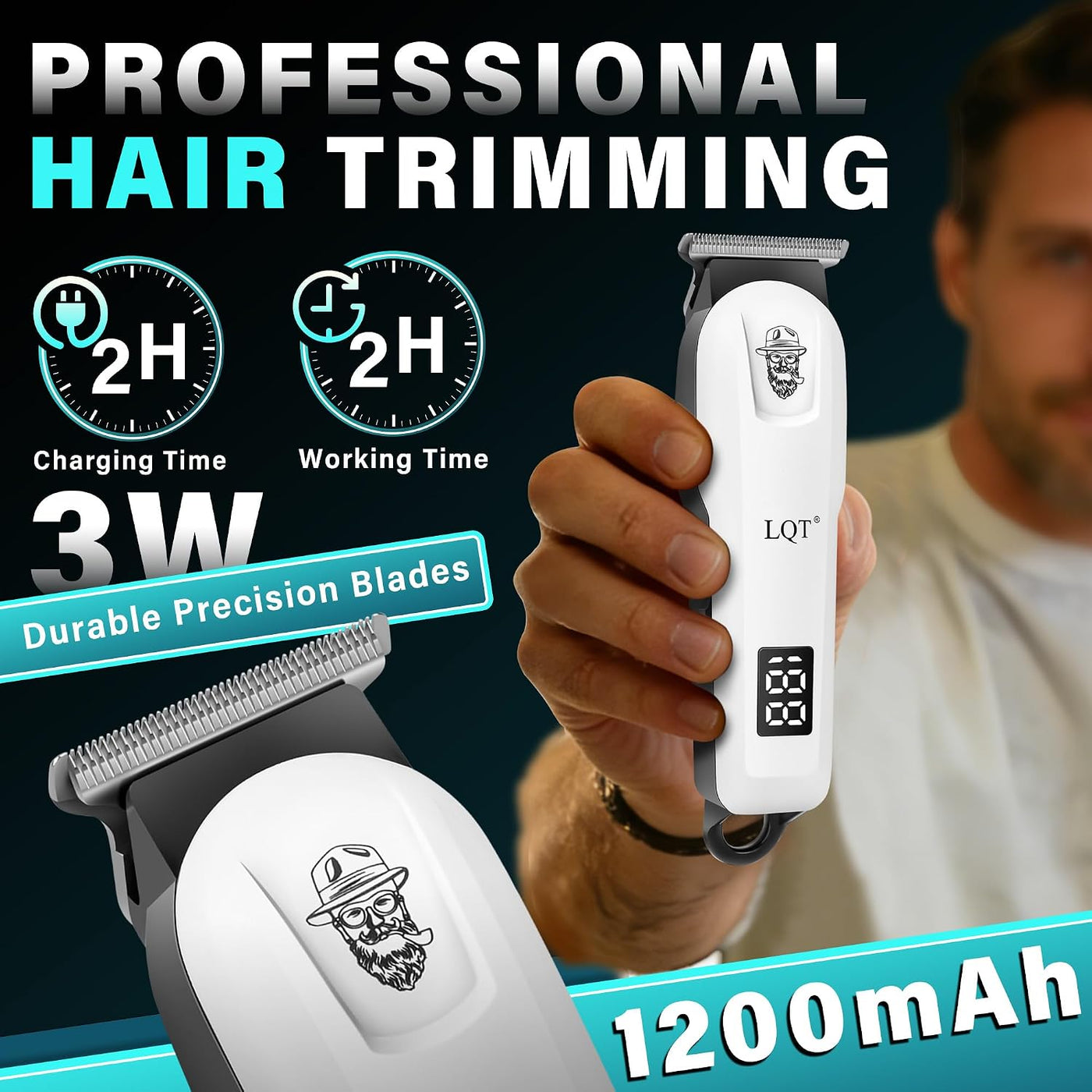 LQT Cortadora de pelo para hombre, recargable, inalámbrica, recorta...
